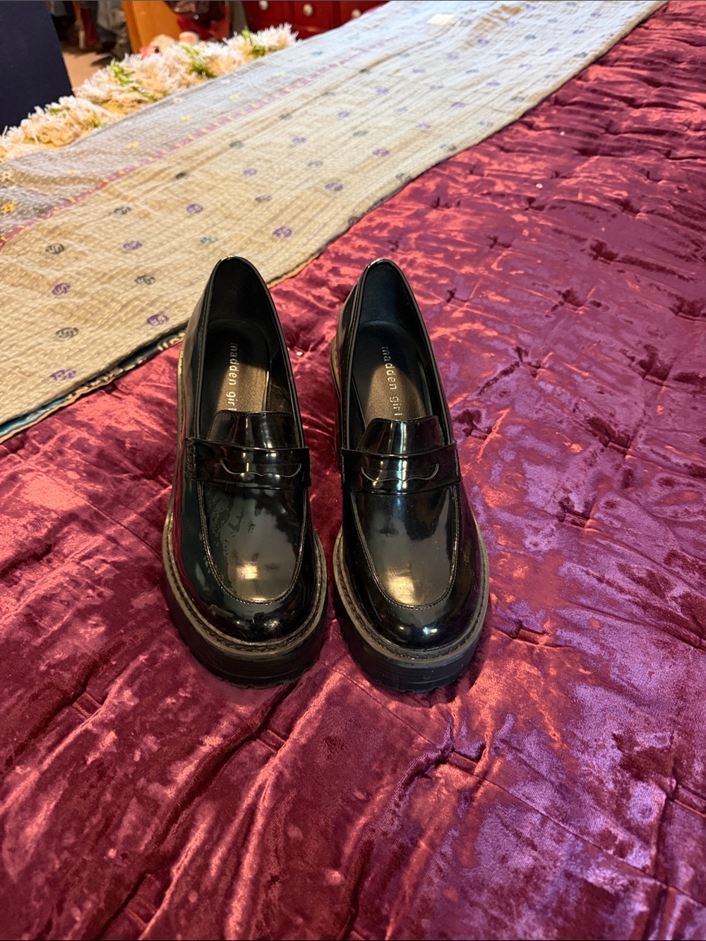 Madden Girl Black Patent Platform Loafers